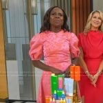Deborah’s pink floral metallic dress on Good Morning America