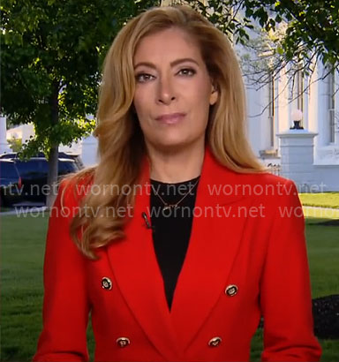 Debra Alfarone's red blazer on CBS Mornings