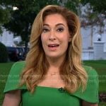 Debra Alfarone’s green cap-sleeve dress on CBS Mornings