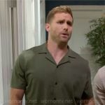 Derek’s green button down shirt on Beyond the Gates