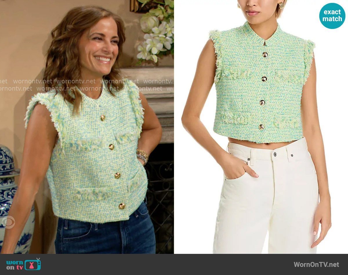 Derek Lam 10 Crosby Loa Tweed Vest worn by Taylor Hayes (Rebecca Budig) on The Bold and the Beautiful