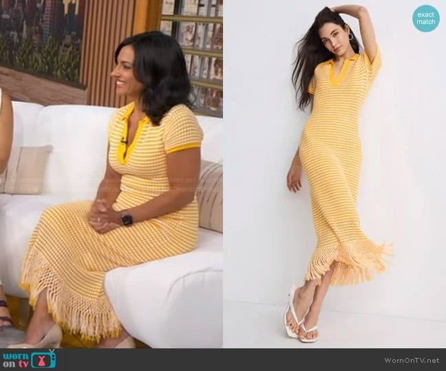 Derek Lam 10 Crosby x RTR Fringe Knit Dress worn by Dr. Tara Narula on Good Morning America