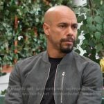 Devon’s grey suede bomber jacket on The Young and the Restless