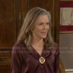 Diane’s brown metal keyhole blouse on The Young and the Restless