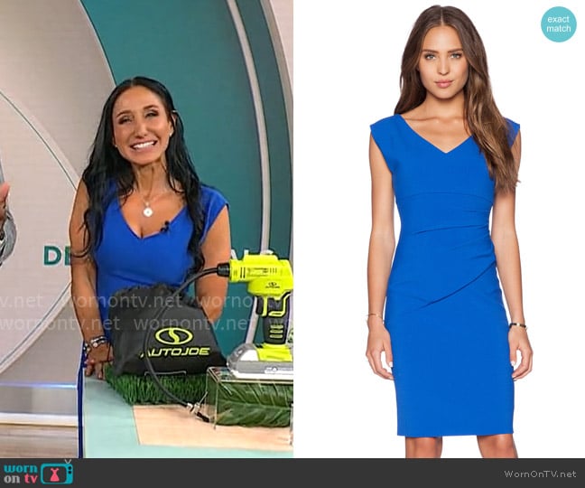 Diane von Furstenberg Bevin Dress in Blue Diamond worn by Elizabeth Werner on CBS Mornings