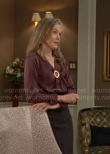 Diane's brown metal keyhole blouse on The Young and the Restless