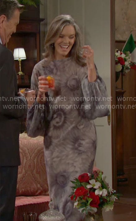 Diane's sunflower print dress on The Young and the Restless