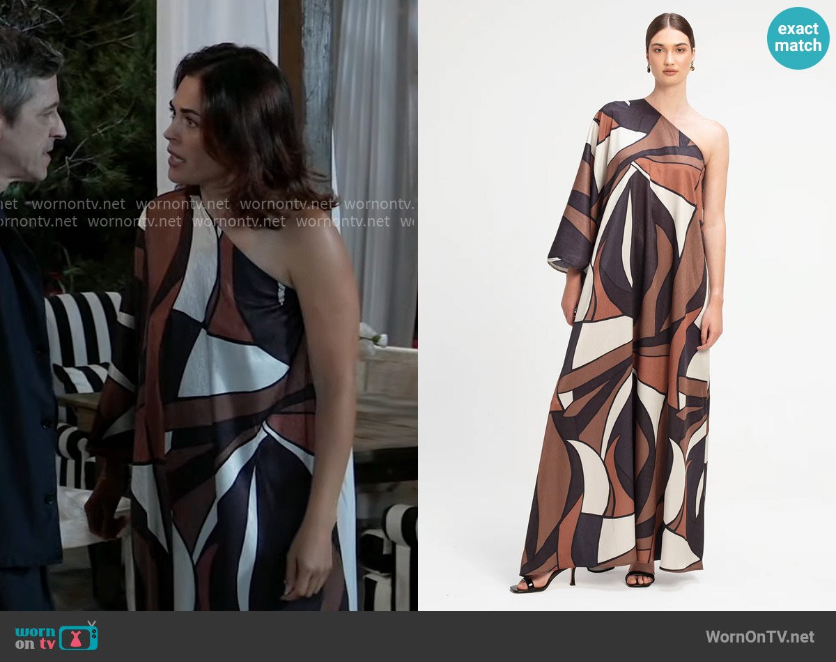 Diarrablu Satu Dress in Chiado Rust worn by Britt Westbourne (Kelly Thiebaud) on General Hospital
