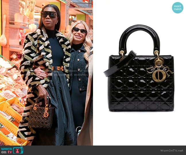 Dior Patent Cannage Small Lady Dior Bag worn by Kiki Barth (Kiki Barth) on The Real Housewives of Miami