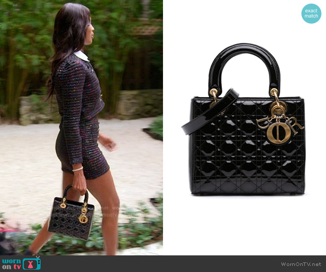 Dior Patent Cannage Small Lady Dior Bag worn by Kiki Barth (Kiki Barth) on The Real Housewives of Miami