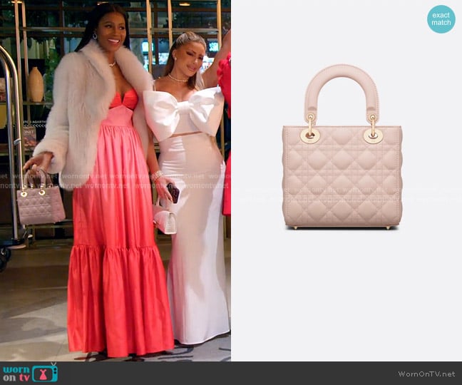 Dior Small Lady Dior Bag in Powder Pink worn by Kiki Barth (Kiki Barth) on The Real Housewives of Miami