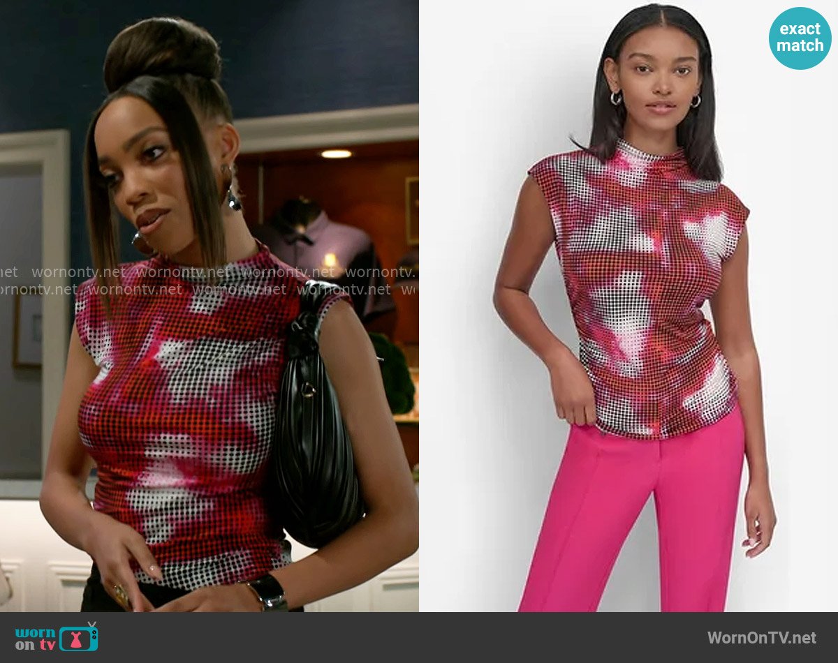 DKNY Gathered Funnel Neck Top worn by Allison (Brianna Roberts) on Beyond the Gates