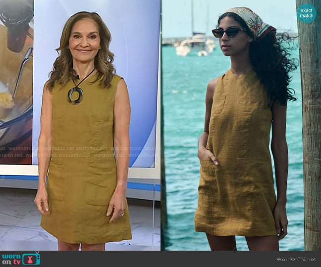 Doen Bennette Dress in Golden Olive worn by Joy Bauer on Today