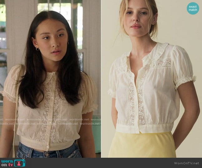 Doen Skylark Top in Magnolia worn by Belly Conklin (Lola Tung) on The Summer I Turned Pretty