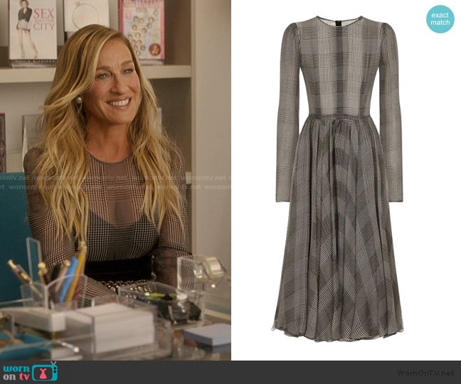 Dolce and Gabbana Check-pattern dress worn by Carrie Bradshaw (Sarah Jessica Parker) on And Just Like That