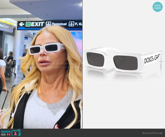 Dolce & Gabbana DG Elastic Sunglasses in white worn by Alexia Echevarria (Alexia Echevarria) on The Real Housewives of Miami