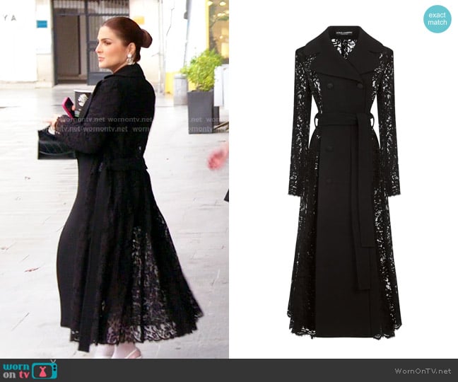 Dolce & Gabbana Lace-detail Double-breasted Coat worn by Stephanie Shojaee (Stephanie Shojaee) on The Real Housewives of Miami