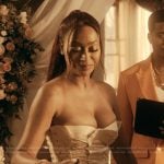 Dom’s lace-up strapless dress on The Chi