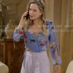 Donna’s floral wrap top and lavender purple shorts on The Bold and the Beautiful