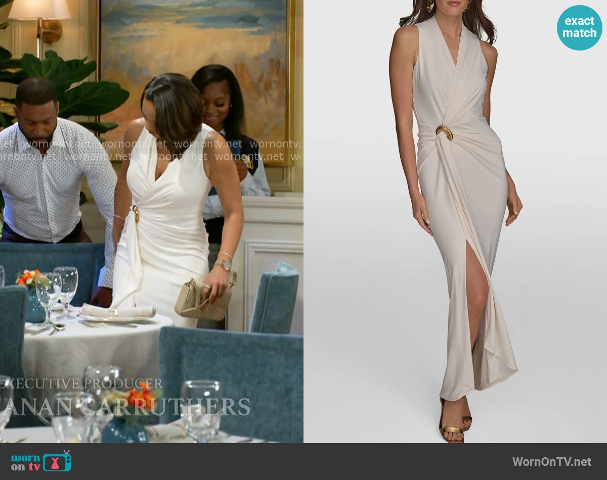 Donna Karan Belt Detail Sheath Maxi Dress worn by Nicole Dupree Richardson (Daphnee Duplaix) on Beyond the Gates