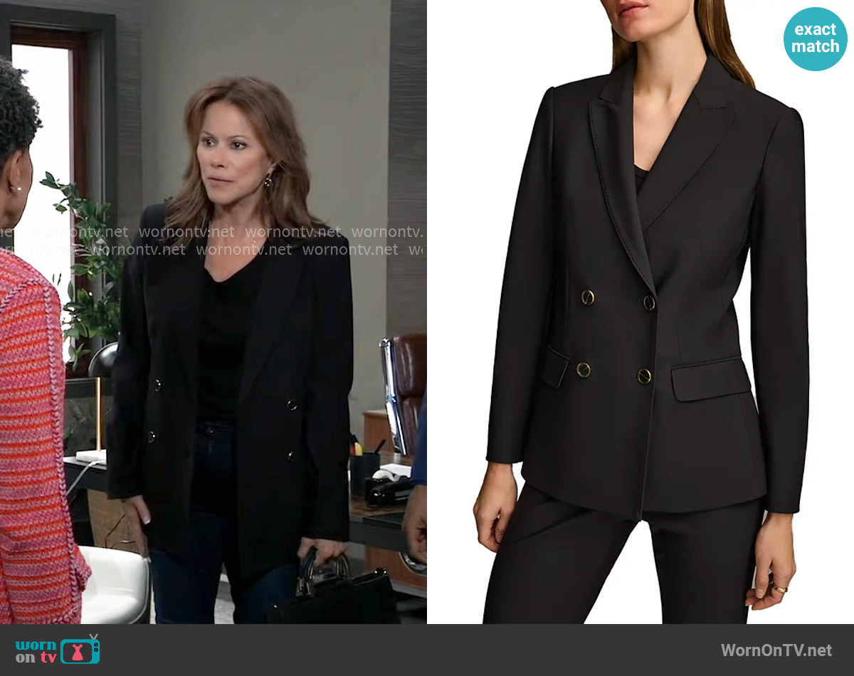 Donna Karan Double Breasted Blazer in Black worn by Alexis Davis (Nancy Lee Grahn) on General Hospital