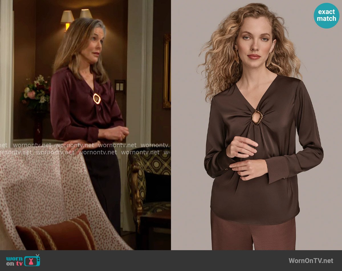Donna Karan Hardware Cutout Popover Shirt worn by Diane Jenkins (Susan Walters) on The Young and the Restless