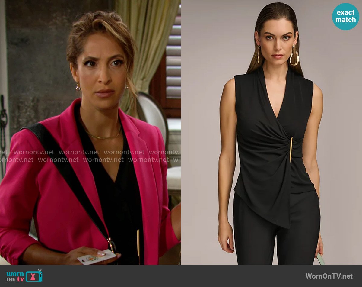 Donna Karan Sleeveless V-Neck Top worn by Lily Winters (Christel Khalil) on The Young and the Restless