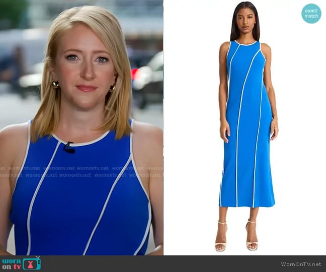 Donna Morgan Piped-Seam Sleeveless Bodycon Dress worn by Lisa Rozner on CBS Evening News