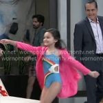 Donna’s rainbow swimsuit and pink hoodie on General Hospital