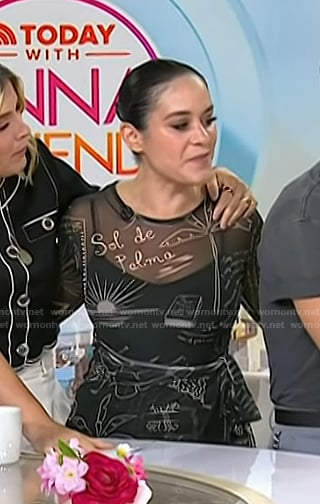Donna’s black printed mesh dress on Today