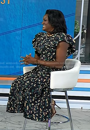 Dr. Angela Lamb’s black floral flutter sleeve dress on Today