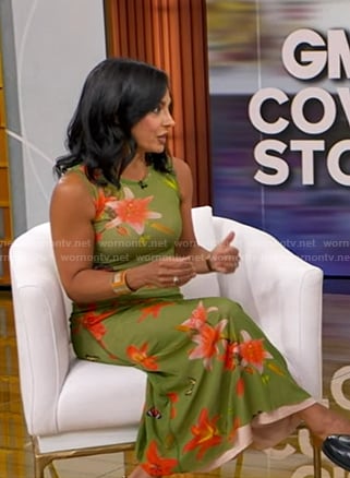 Dr. Tara Narula's green floral dress on Good Morning America