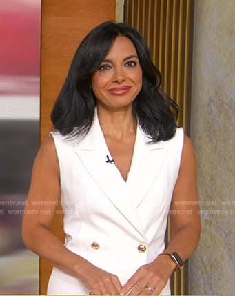 Dr. Tara Narula’s white sleeveless blazer dress on Good Morning America