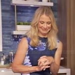 Dr Wendy Bazilian’s blue floral print sleeveless dress on Live with Kelly and Mark