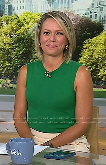 Dylan’s green sleeveless knit top on Today