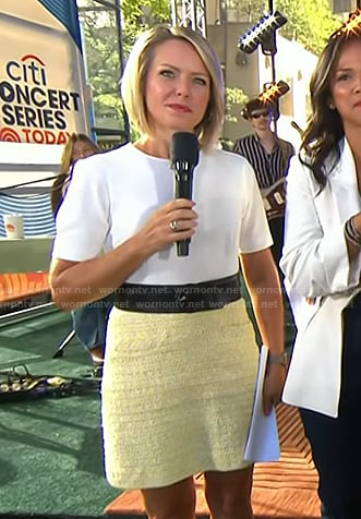 Dylan's white and yellow mixed media dress on Today