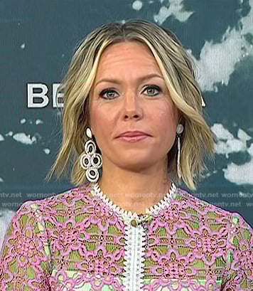 Dylan's white statement drop earrings on Today