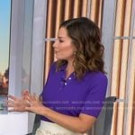 Rebecca’s purple polo and white floral skirt on Good Morning America