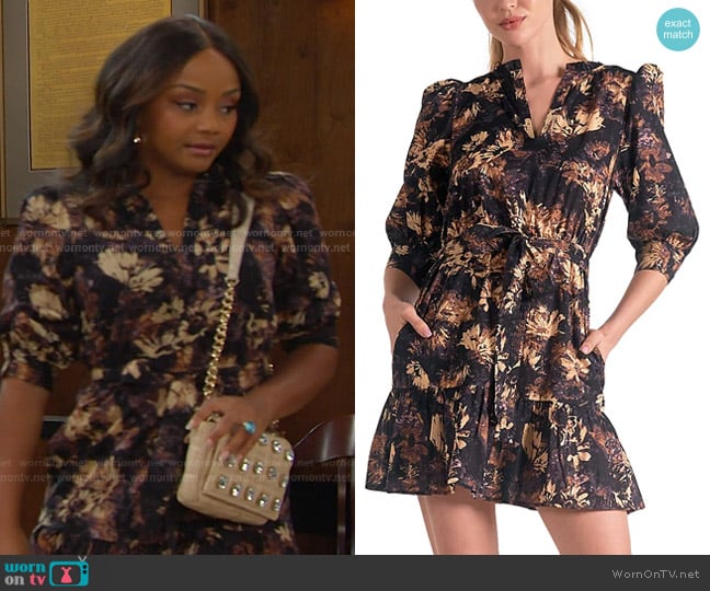 Elan V Neck Belted Dress worn by Chanel Dupree (Raven Bowens) on Days of our Lives