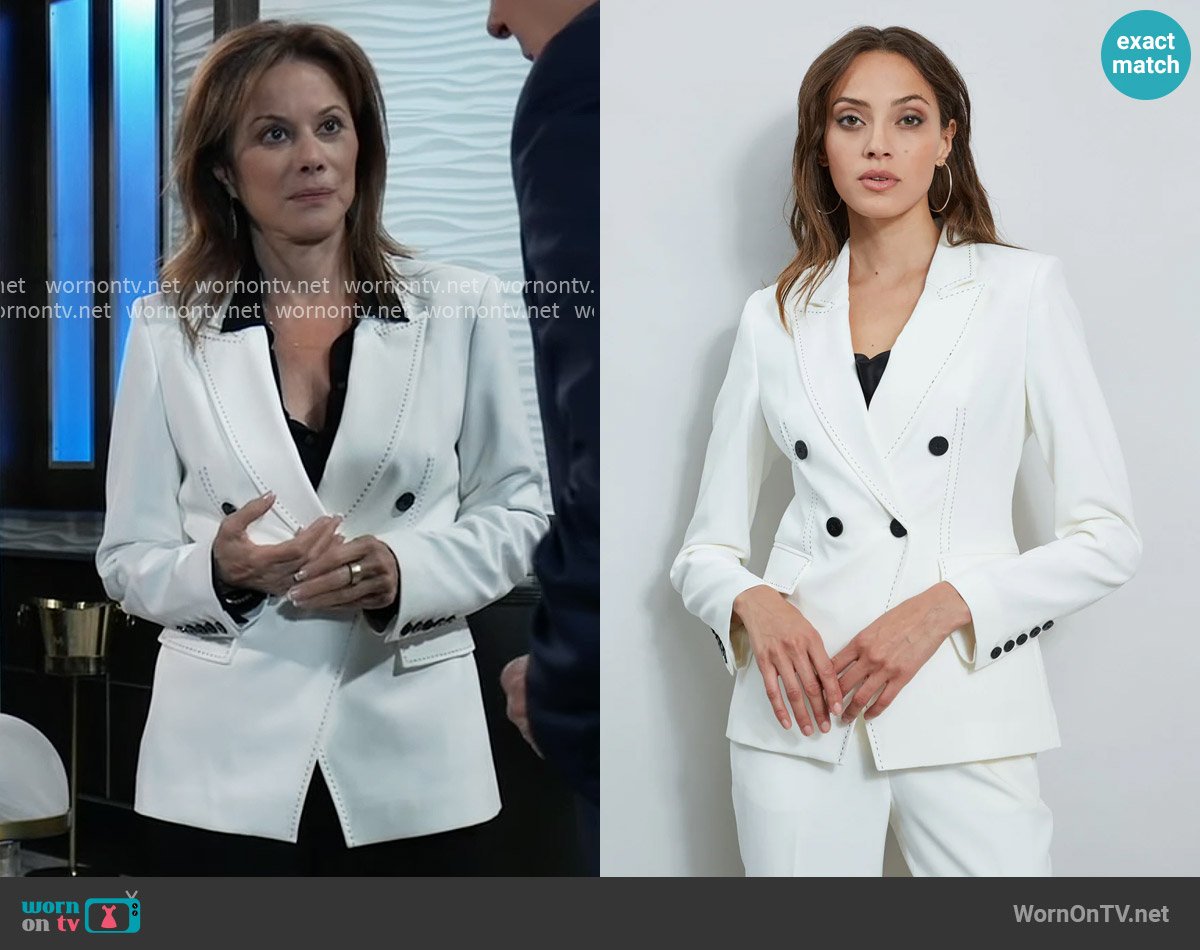 Elie Tahari Stitch Double Breasted Blazer worn by Alexis Davis (Nancy Lee Grahn) on General Hospital
