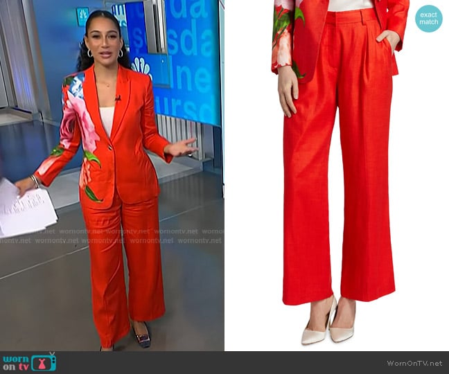 Elie Tahari The Simone Pants in Show Stopp worn by Morgan Radford on NBC News Daily
