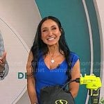 Elizabeth Werner’s blue v-neck dress on CBS Mornings