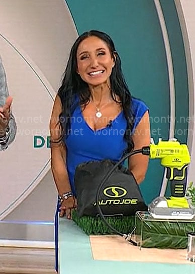 Elizabeth Werner's blue v-neck dress on CBS Mornings