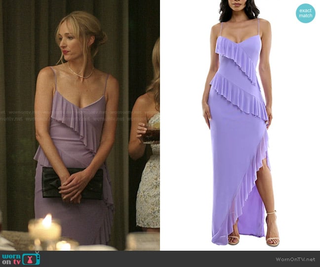 Emerald Sundae Asymmetric-Ruffle Lace-Up-Back Gown worn by Lucinda Jewel (Kristen Connolly) on The Summer I Turned Pretty
