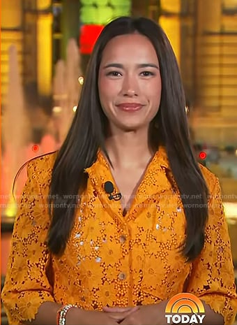 Emilie’s orange floral lace top on Today
