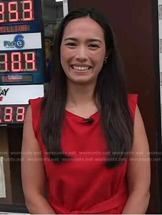 Emilie’s red tie waist top on Today