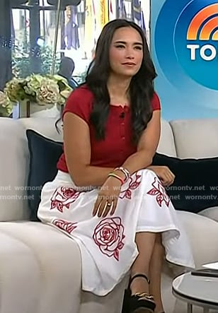 Emilie's white rose embroidered skirt on Today