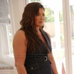 Emily’s denim belted mini dress on The Real Housewives of Orange County