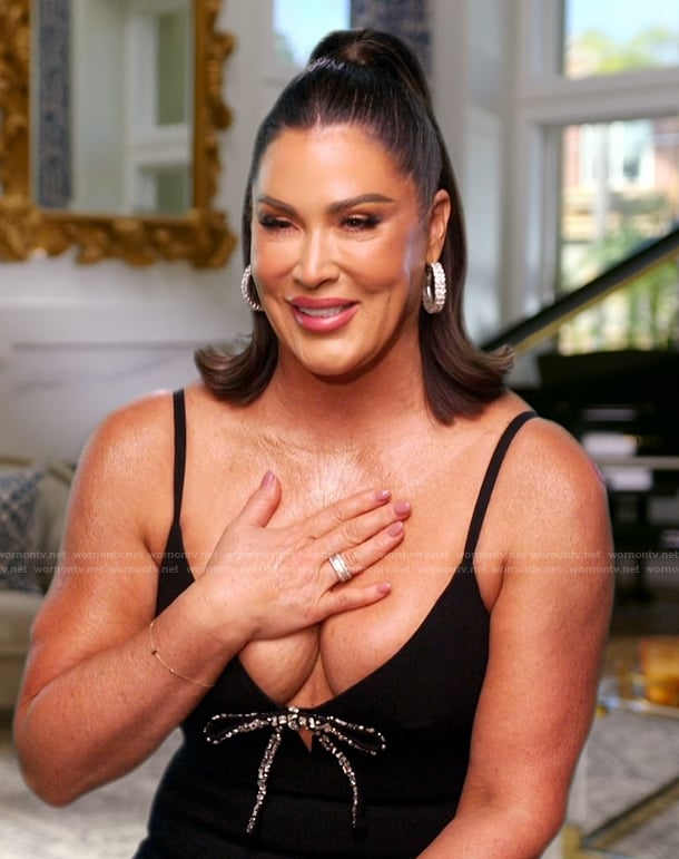 Emily’s bow embellished confessional dress on The Real Housewives of Orange County