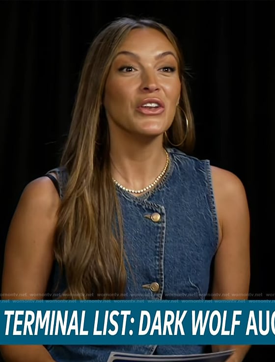 Emily’s denim vest on Access Hollywood